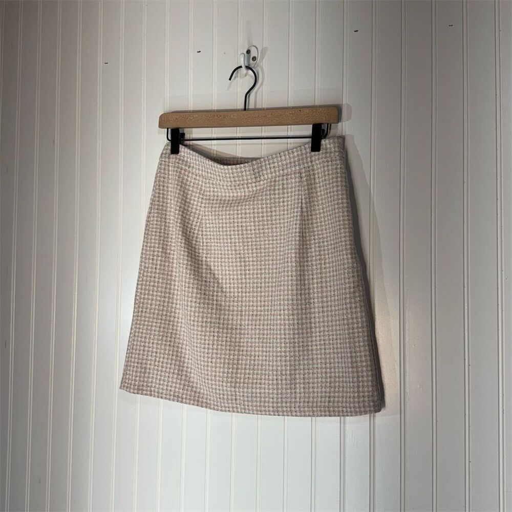Paper Crane Pink Tweed Mini Skirt L NWT Y2K Academia Preppy Aesthetic Side Zip